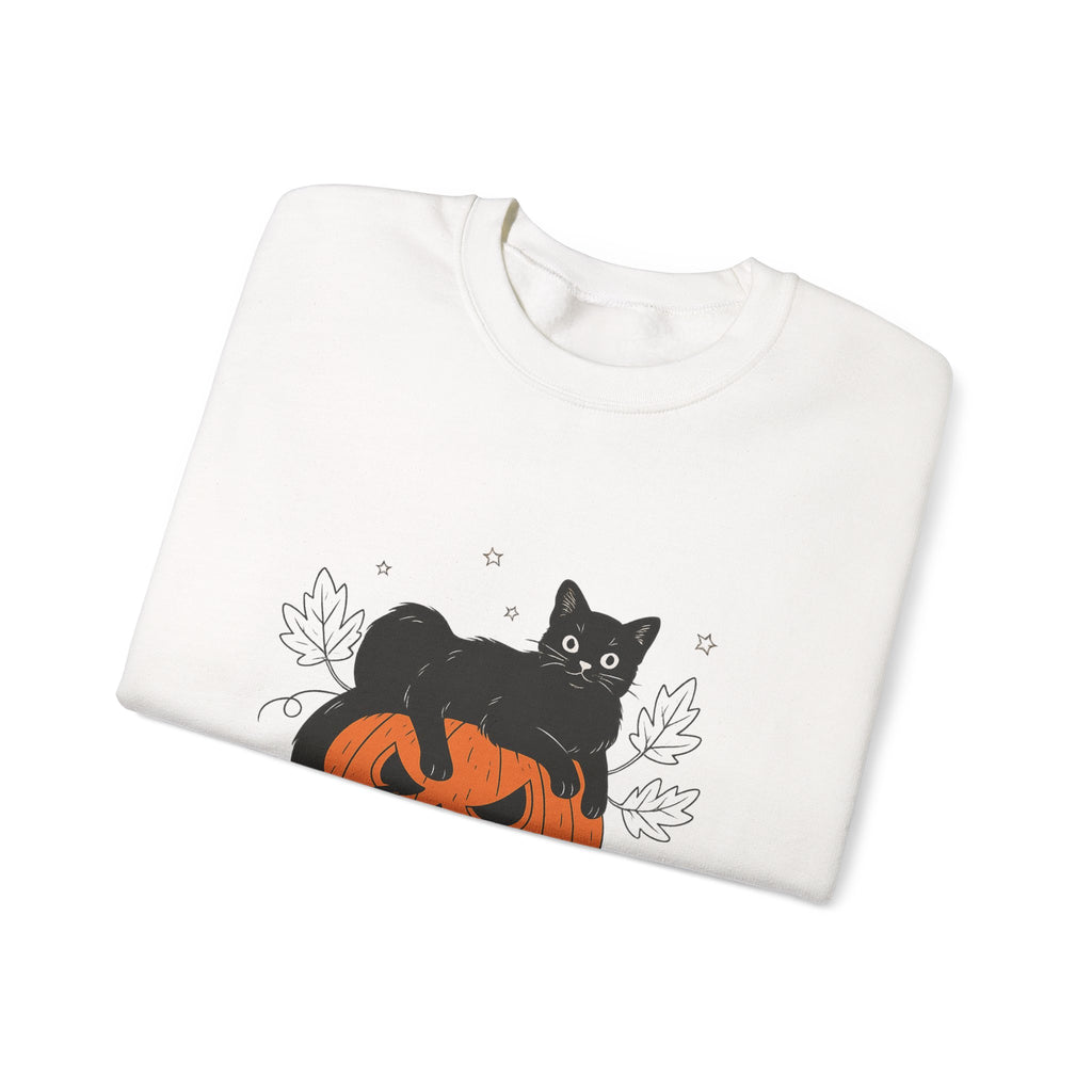 Halloween Cat Sweatshirt, Cozy Fall Crewneck, Cute Kitty Pullover, Perfect for Autumn, Gift for Cat Lovers, Spooky Spirit Wear