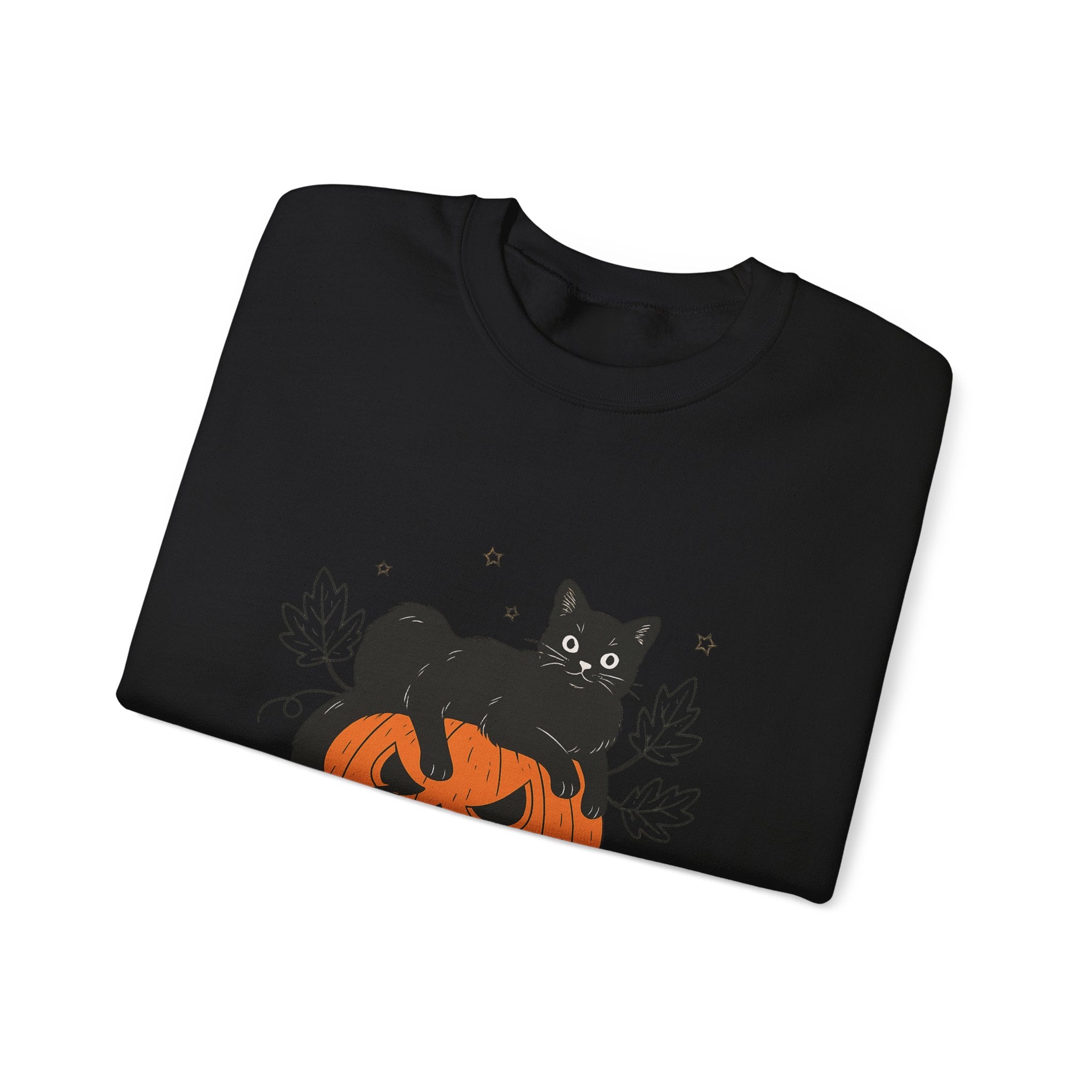 Halloween Cat Sweatshirt, Cozy Fall Crewneck, Cute Kitty Pullover, Perfect for Autumn, Gift for Cat Lovers, Spooky Spirit Wear