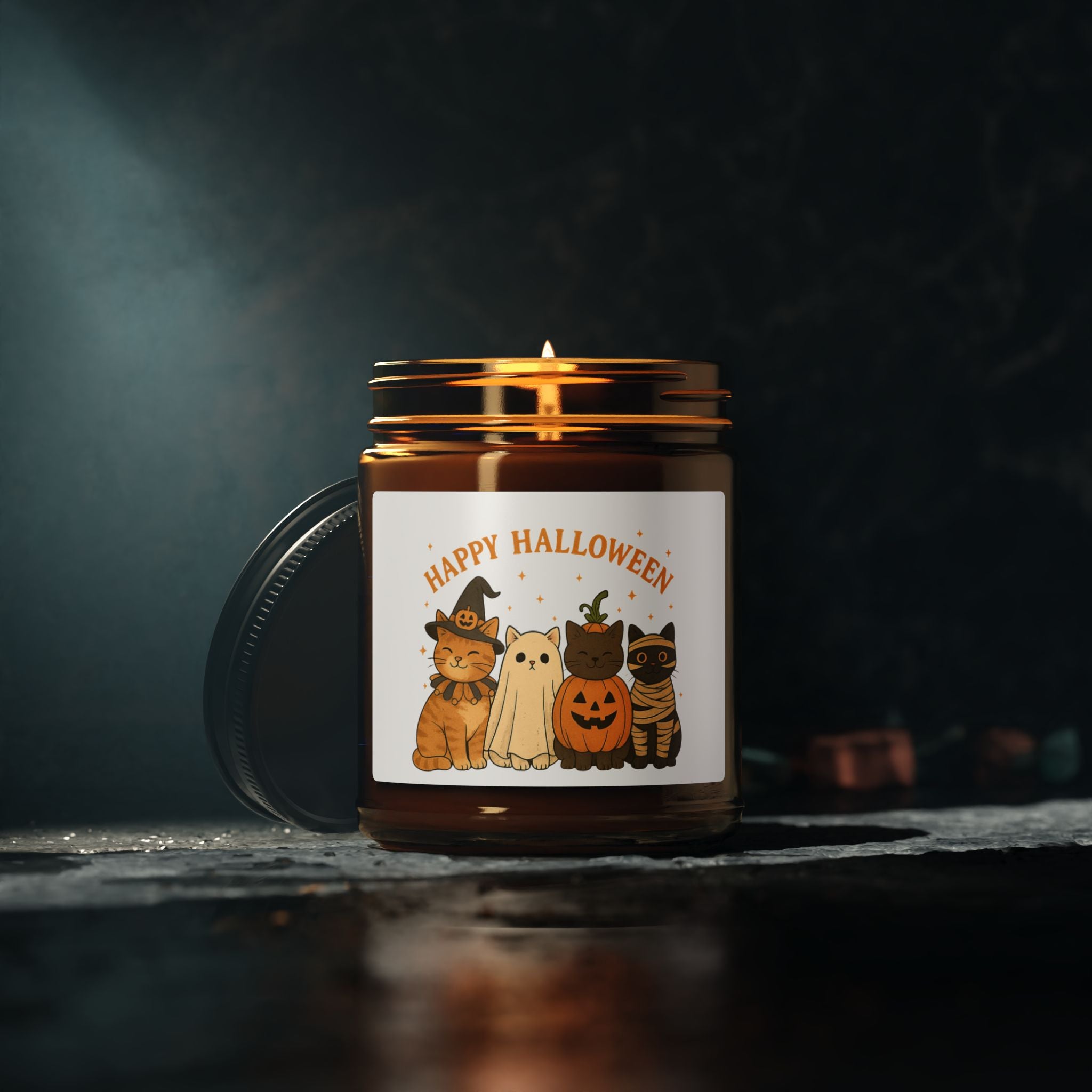 Amber Jar - Halloween Cat Candle