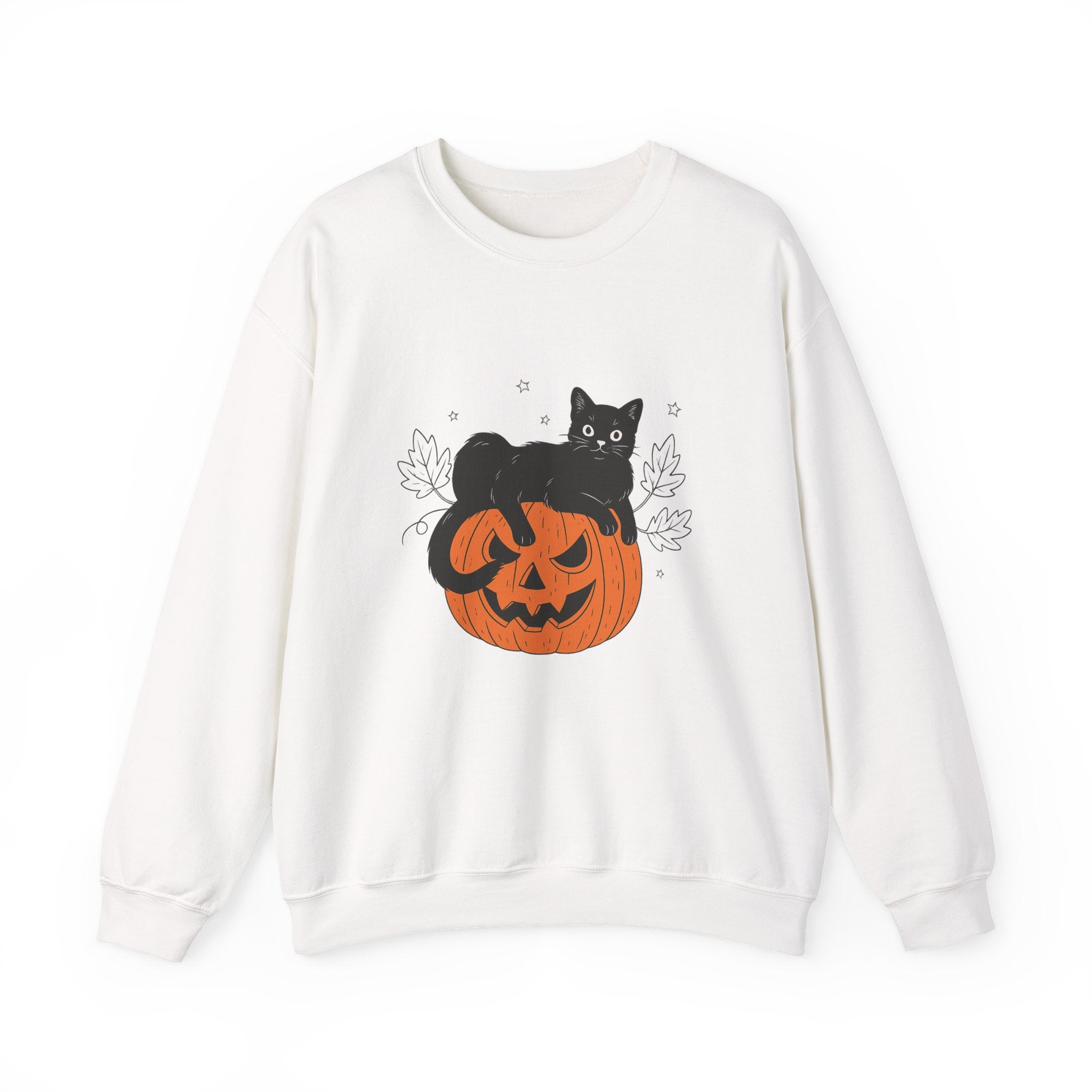 Halloween Cat Sweatshirt, Cozy Fall Crewneck, Cute Kitty Pullover, Perfect for Autumn, Gift for Cat Lovers, Spooky Spirit Wear